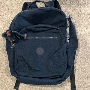 Kipling Navy Backpack with Monkey Keychain